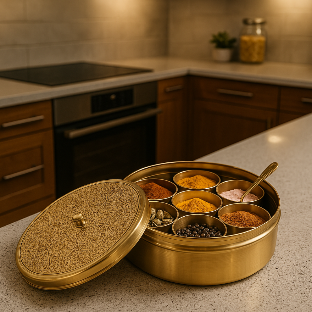 Brass Masala Daani / Spice Box - The Essence of Indian Flavors